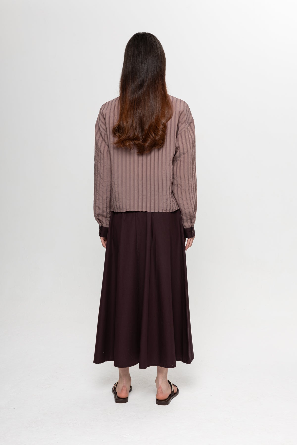 BORDO ÇİZGİLİ GİZLİ PATLI ETEKLİ TAKIM