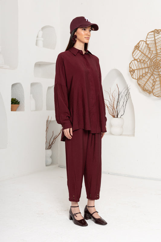 BORDO ZIMBA DETAYLI PANTOLON TAKIM