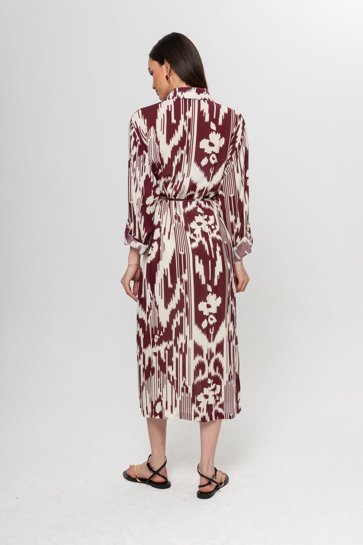 BEJ BORDO GÖMLEK ELBİSE