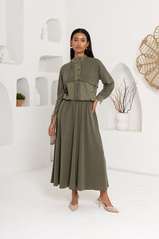 HAKİ OYSHO ÖNÜ PATLI ETEK TAKIM