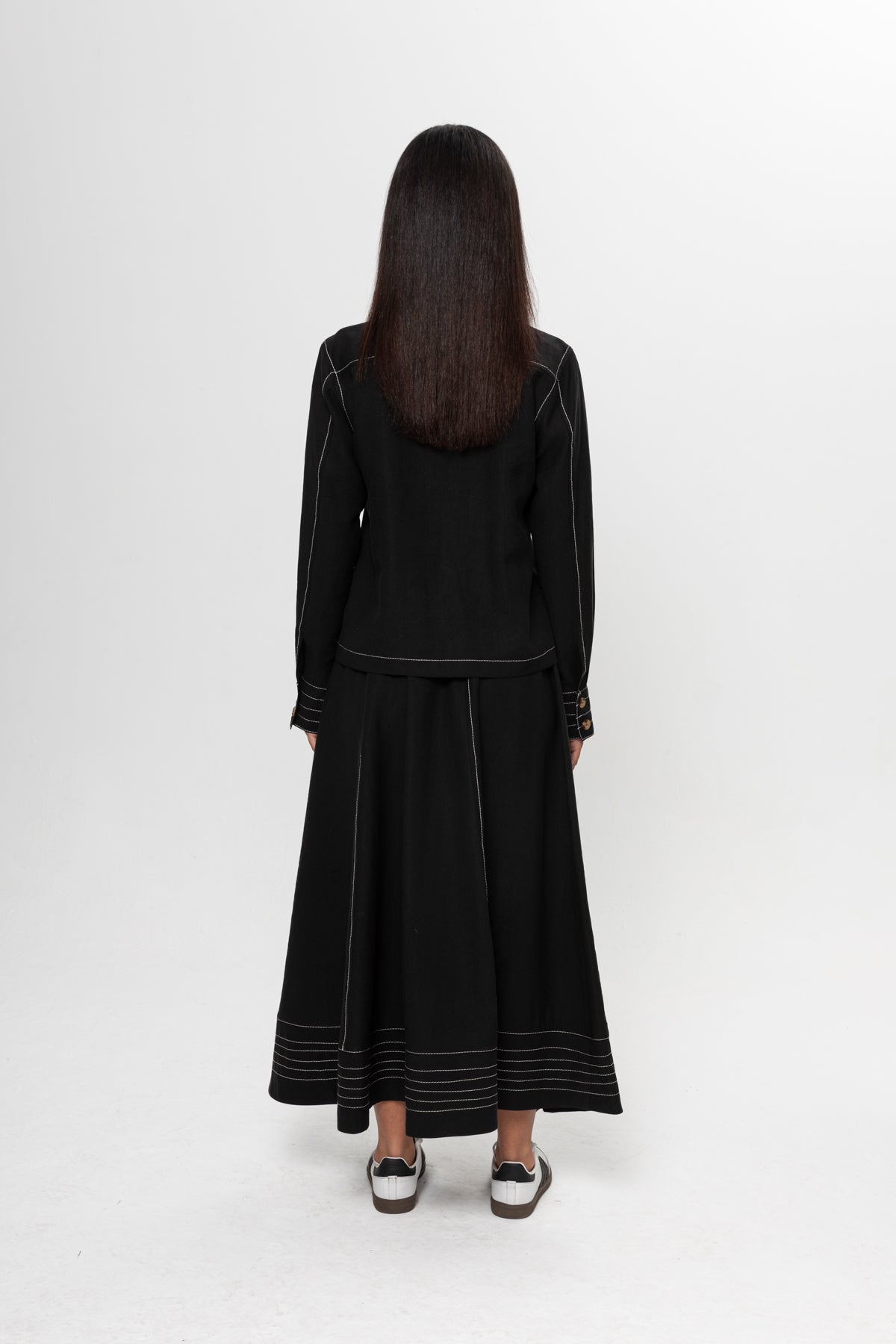 SİYAH ÇİZGİLİ ETEK TAKIM