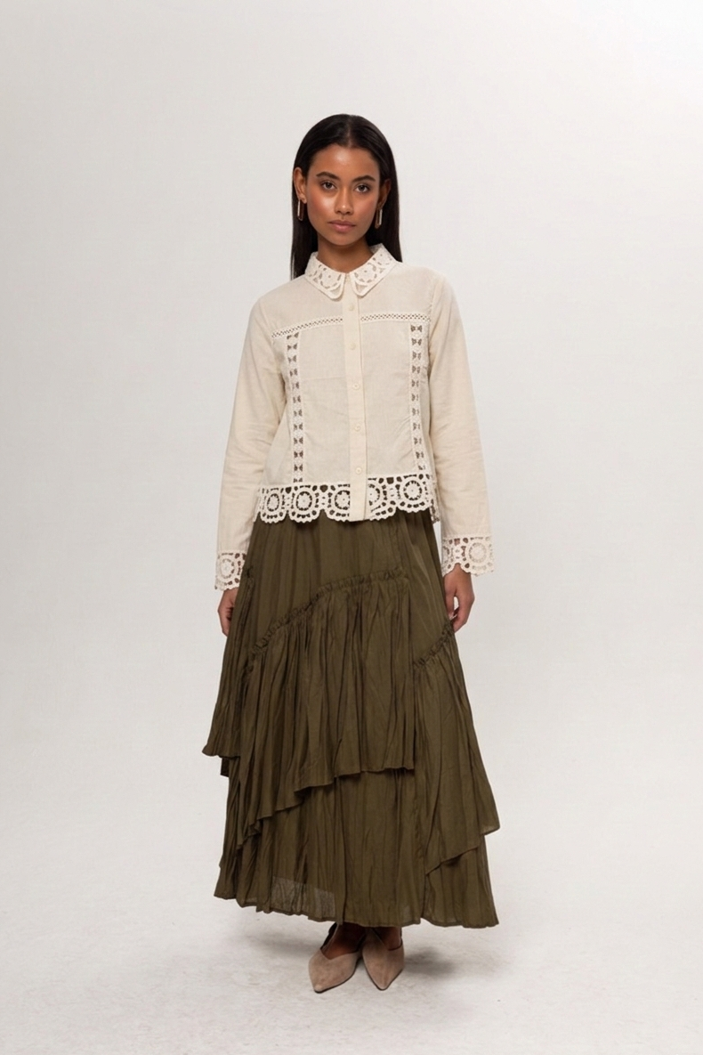 KREM FİSTO DETAYLI CEKET