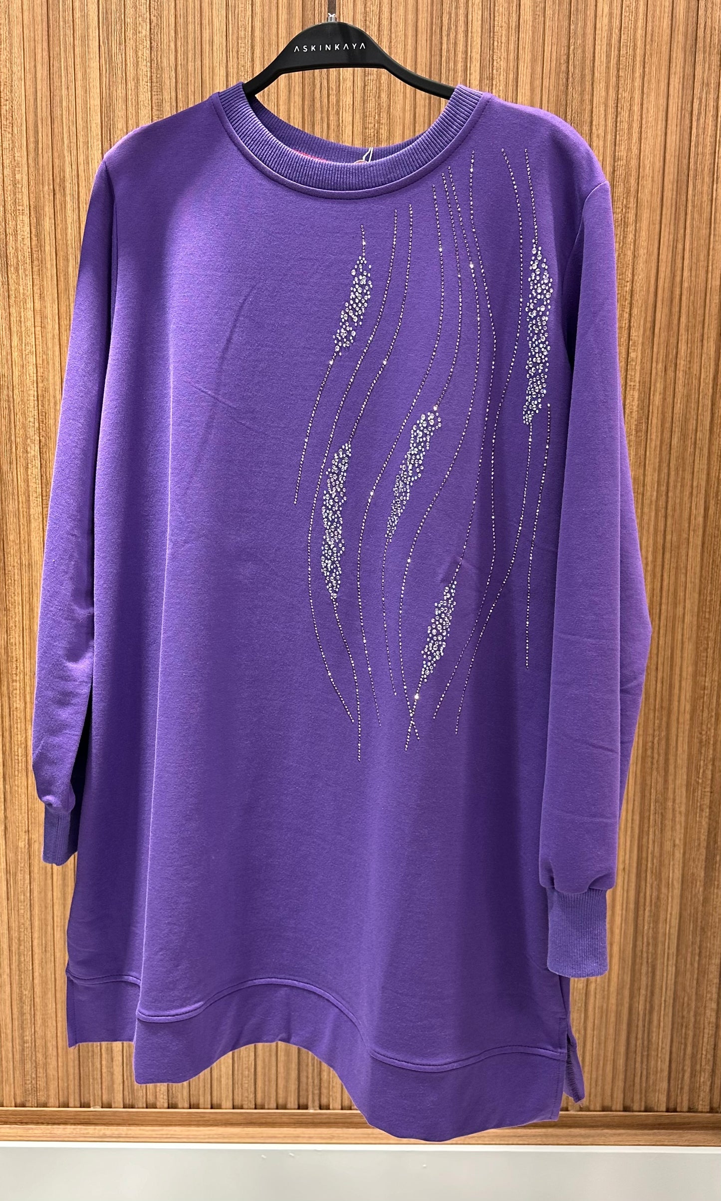 MOR RENKLİ TAŞLI SWEAT