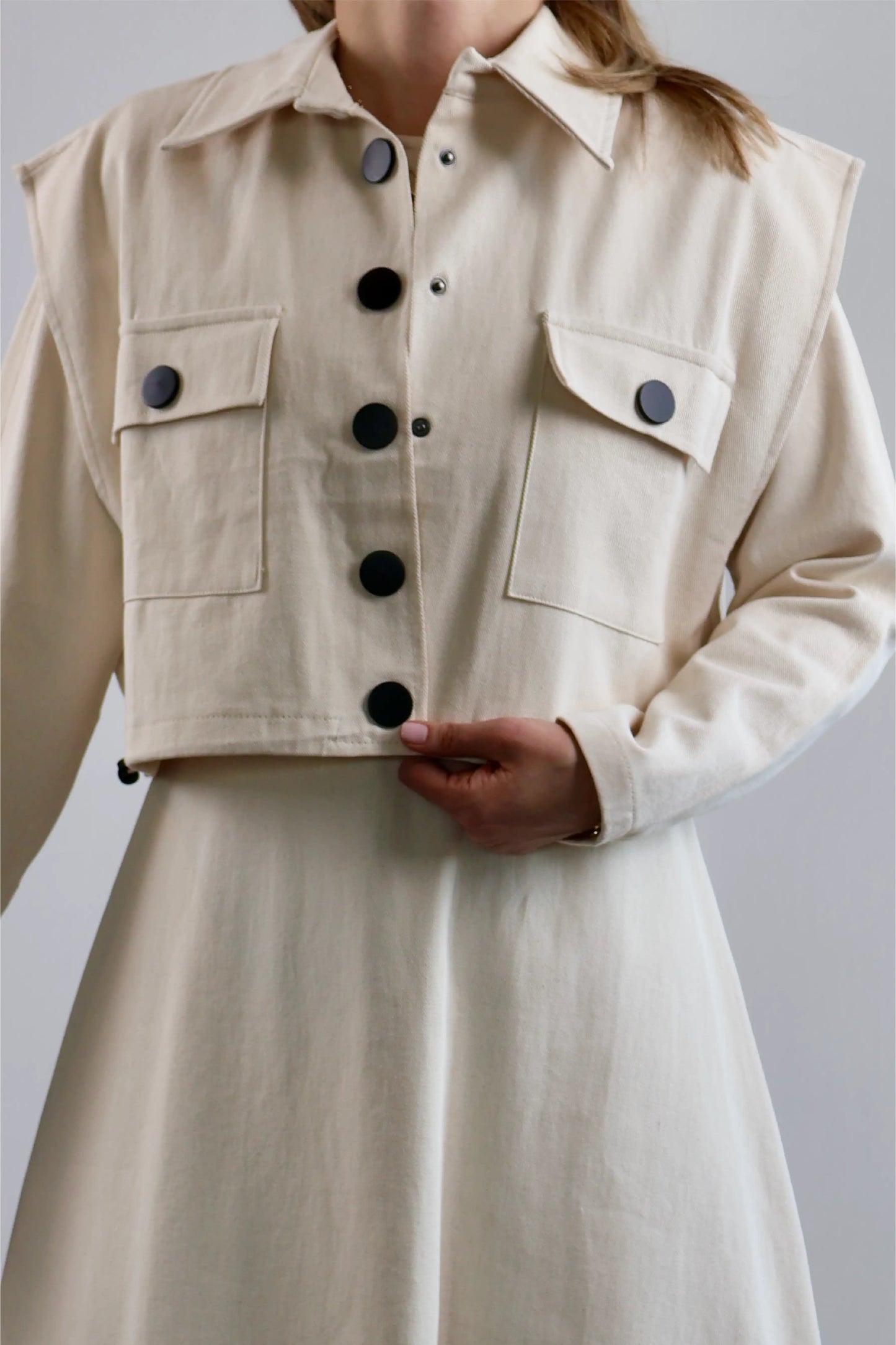 BEJ YELEKLİ ELBİSE TAKIM