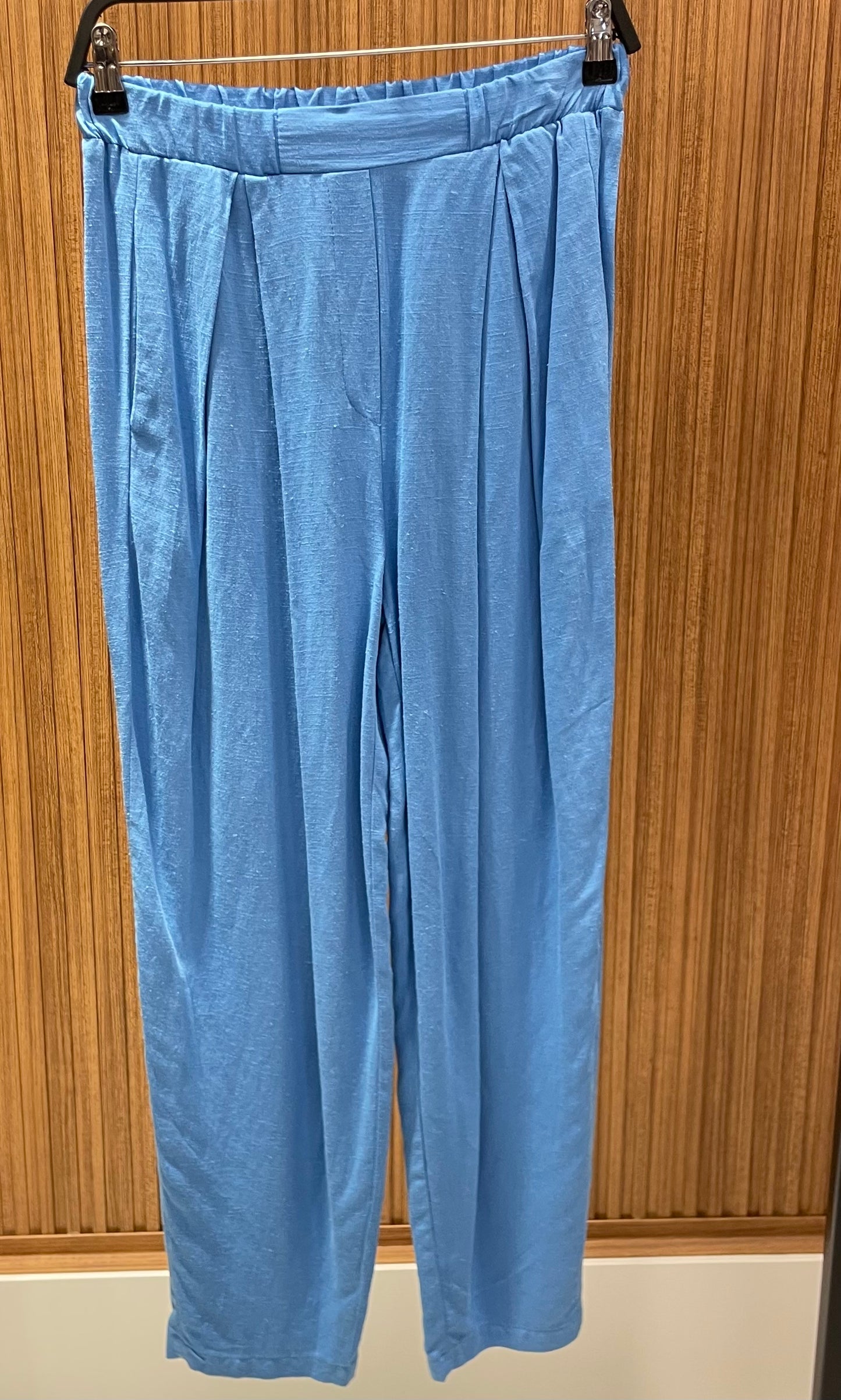 MAVİ KETEN ŞALVAR PANTOLON