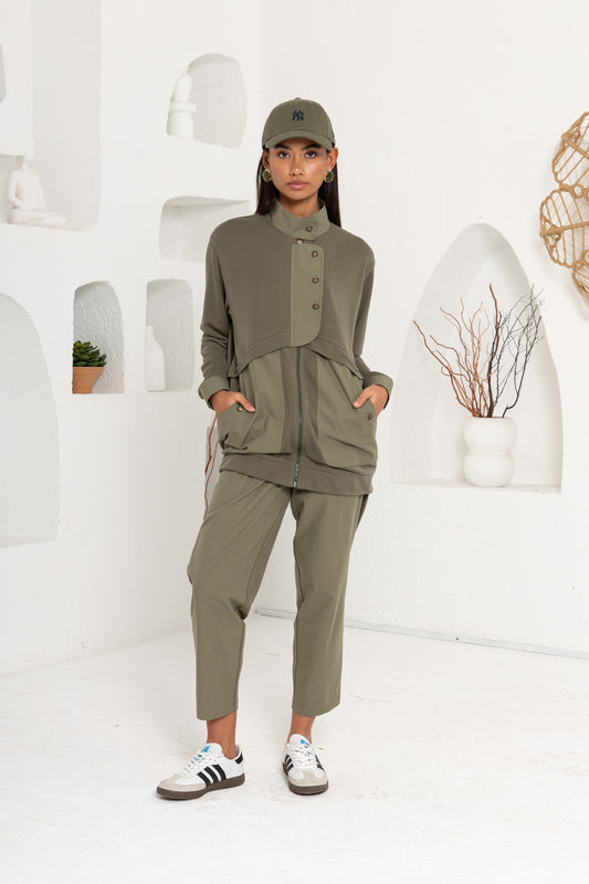 HAKİ OYSHO ÖNÜ PATLI PANTOLON TAKIM