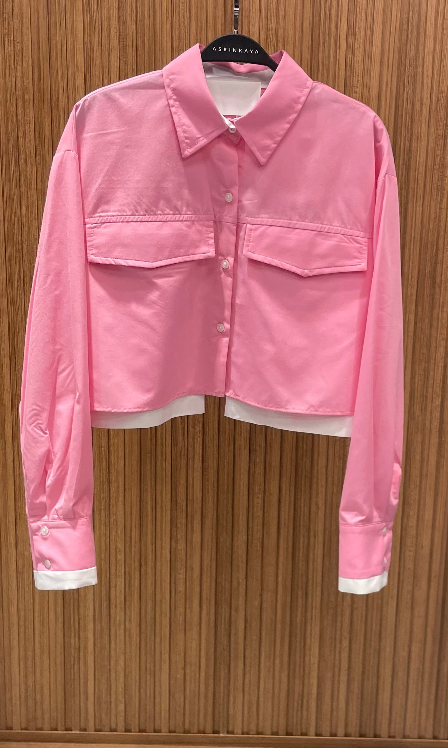PEMBE CROP POPLİN GÖMLEK