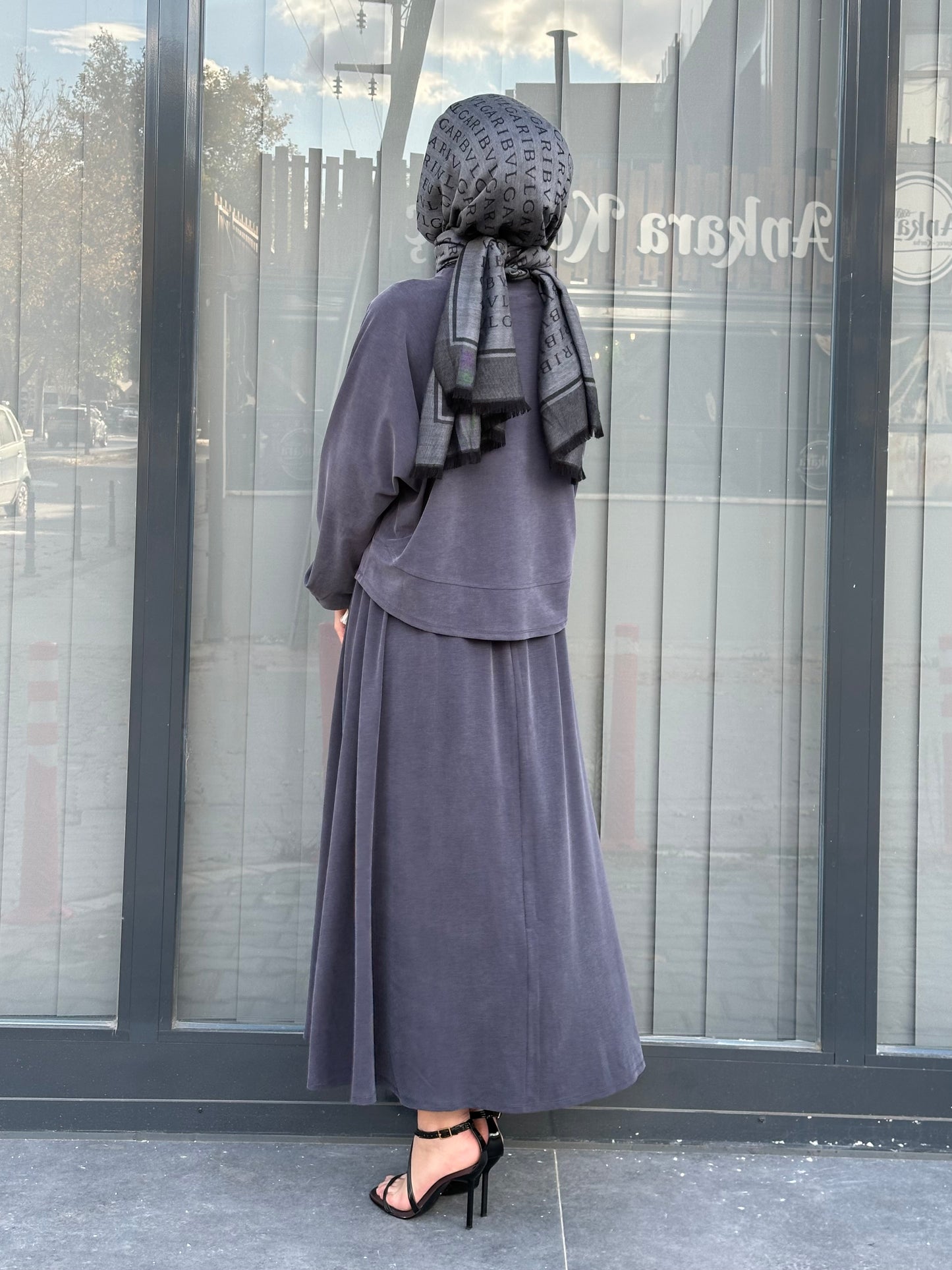 İNDİGO DÜZ BASİC ETEKLİ TAKIM