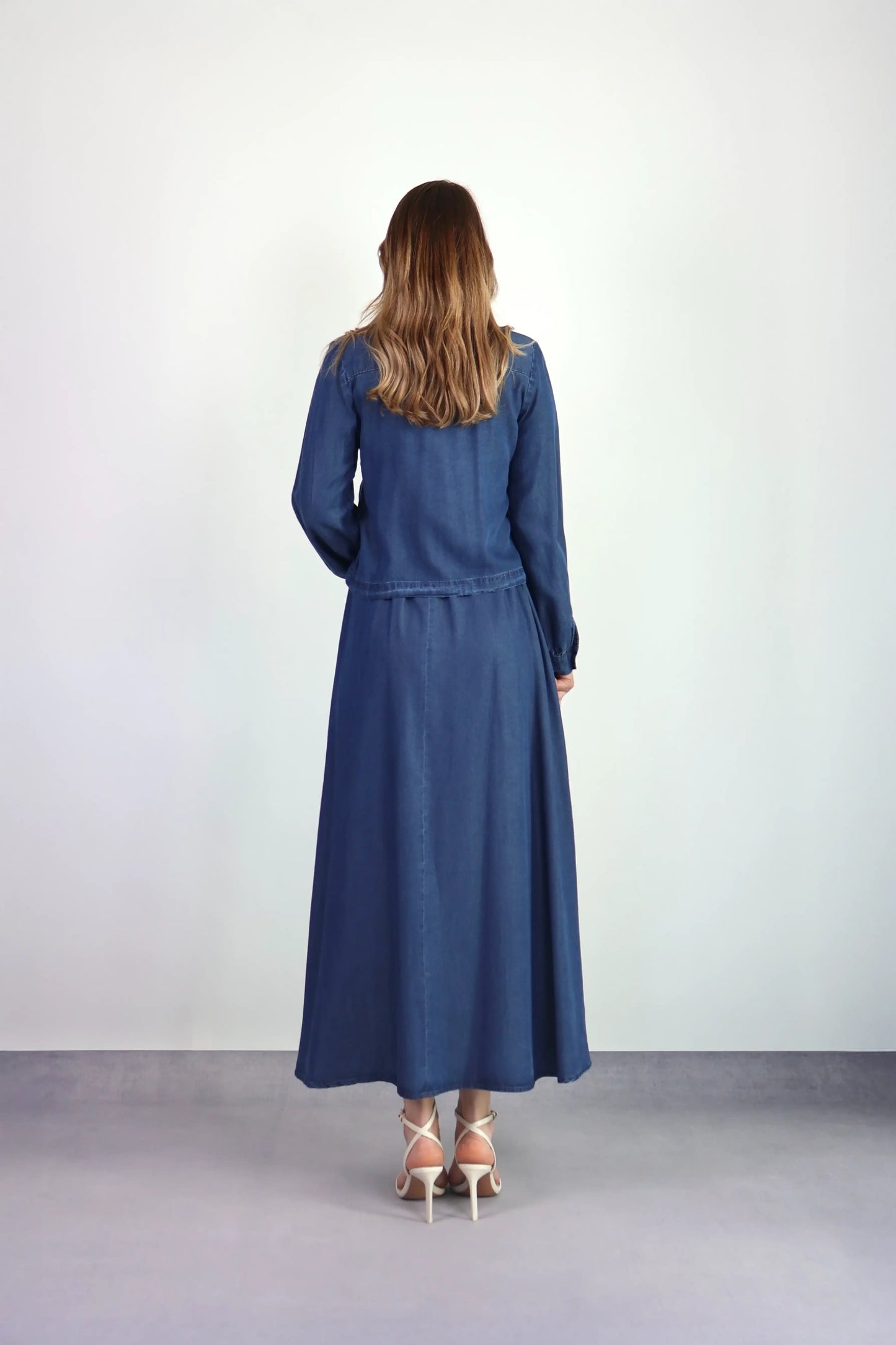 KOYU DENIM TAŞ İŞLEMELİ TENSEL TAKIM