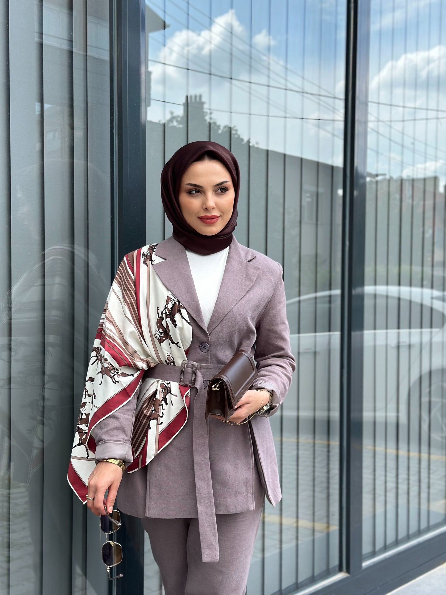 ANTRASİT KETEN BLAZER TAKIM