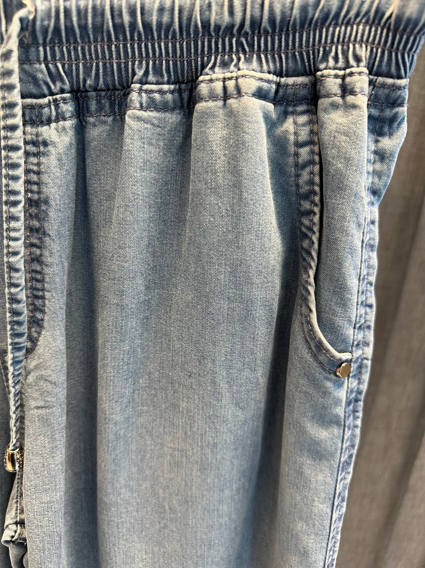 AÇIK DENIM TENSEL PALAZZO PANTOLON