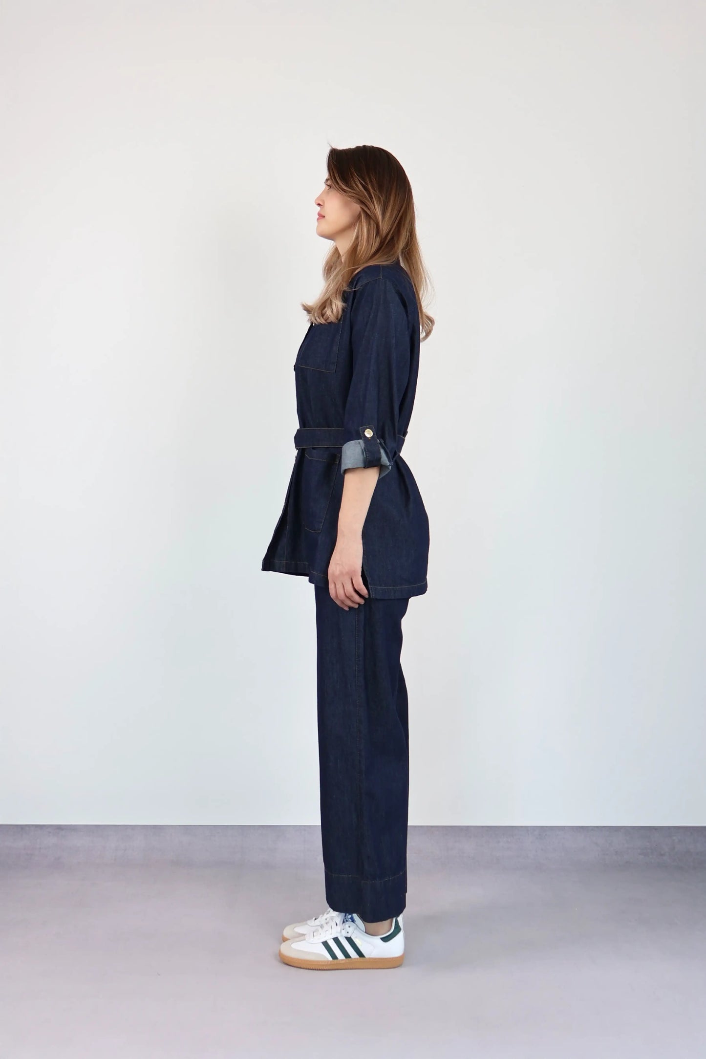 KOYU DENIM KEMERLİ PANTOLON TAKIM