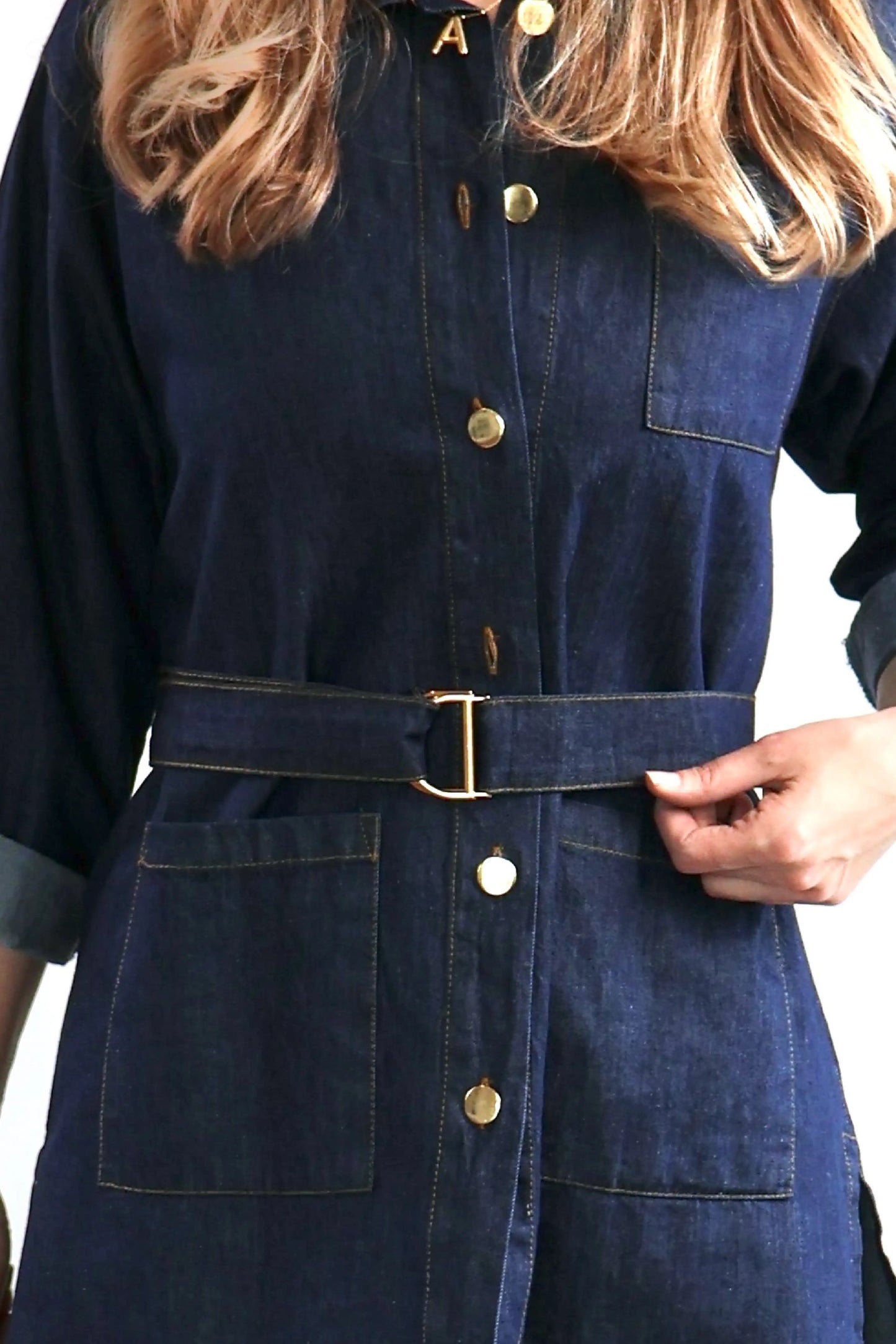 KOYU DENIM KEMERLİ PANTOLON TAKIM