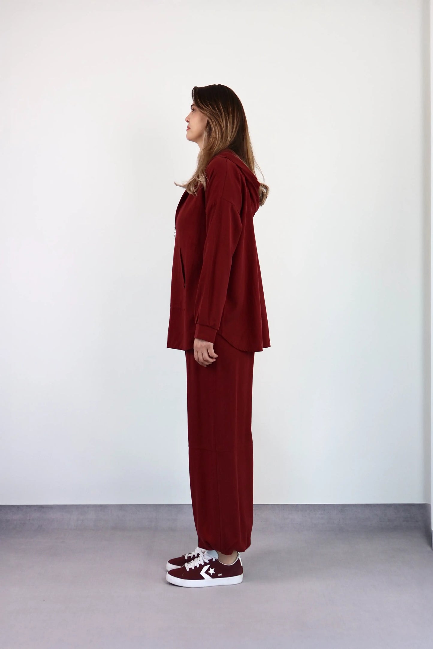 BORDO KAPÜŞONLU JOGGER TAKIM