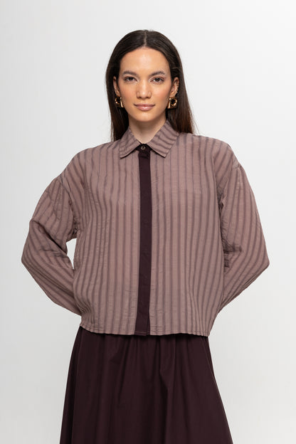 BORDO ÇİZGİLİ GİZLİ PATLI ETEKLİ TAKIM