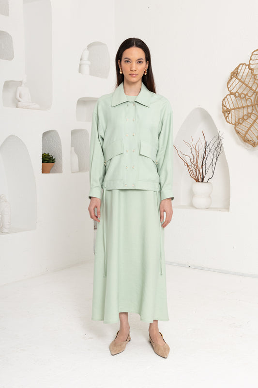 MİNT YEŞİLİ CEPLİ CEKET ELBİSE