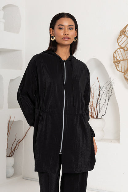 SİYAH ÖNÜ FERMUAR DETAYLI PANTOLON TAKIM