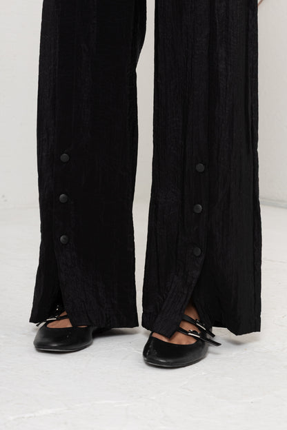 SİYAH ÖNÜ FERMUAR DETAYLI PANTOLON TAKIM