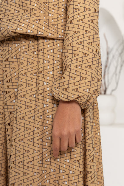 SÜTLÜ KAHVE  DANTEL DETAY ETEKLİ TAKIM