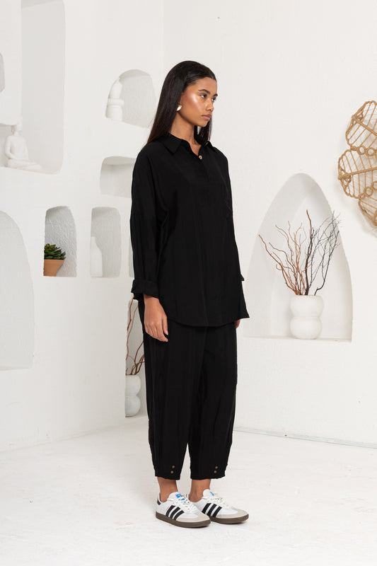 SİYAH ZIMBA DETAYLI PANTOLON TAKIM