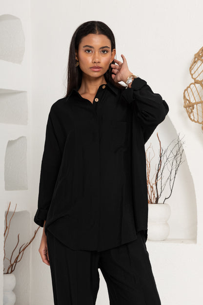 SİYAH ZIMBA DETAYLI PANTOLON TAKIM