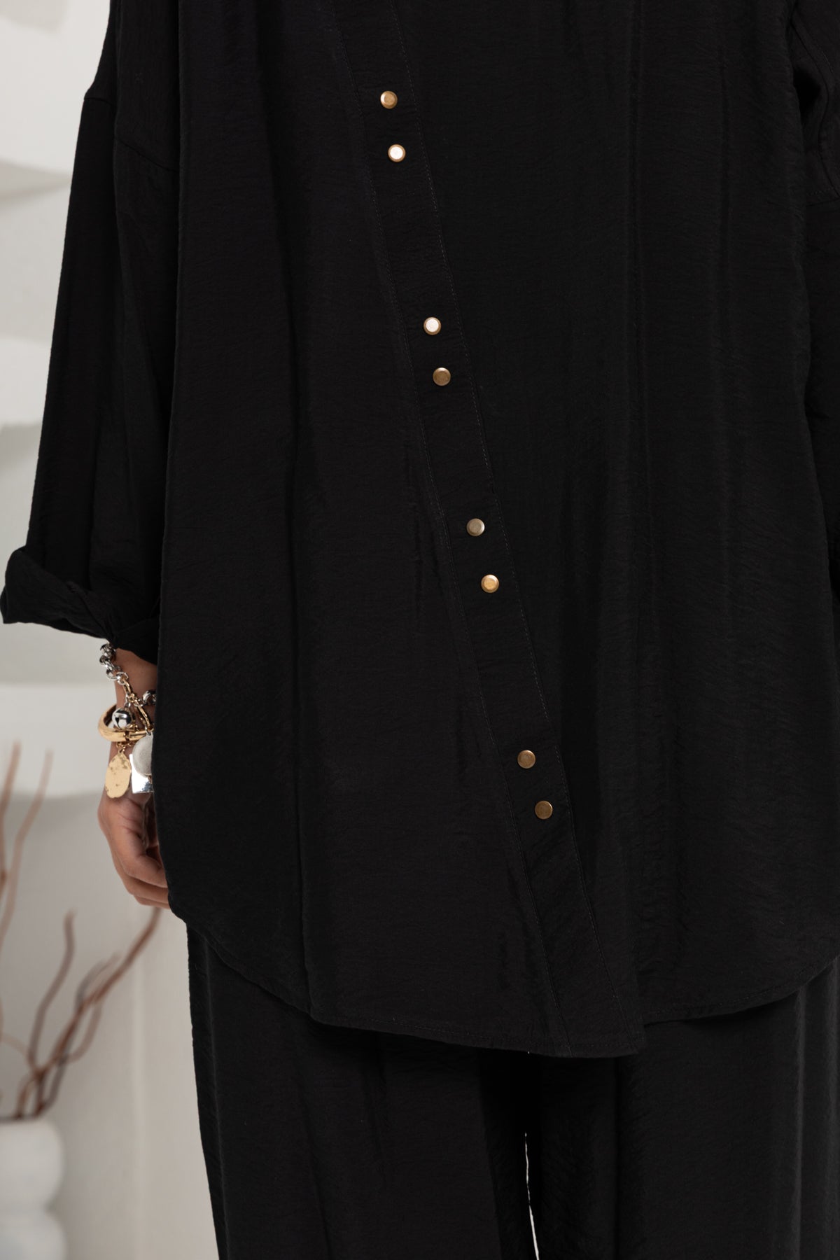 SİYAH ZIMBA DETAYLI PANTOLON TAKIM