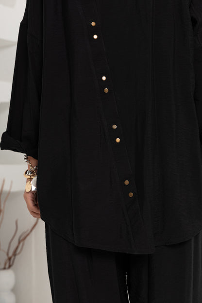 SİYAH ZIMBA DETAYLI PANTOLON TAKIM