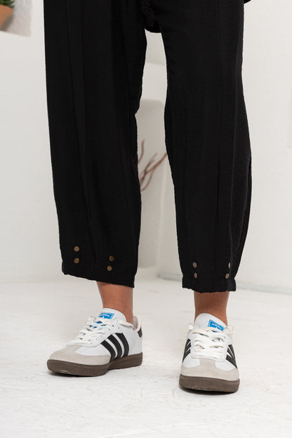 SİYAH ZIMBA DETAYLI PANTOLON TAKIM