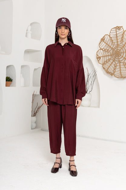 BORDO ZIMBA DETAYLI PANTOLON TAKIM