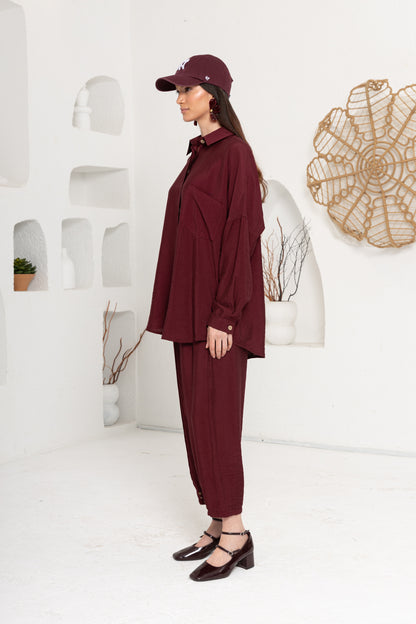 BORDO ZIMBA DETAYLI PANTOLON TAKIM