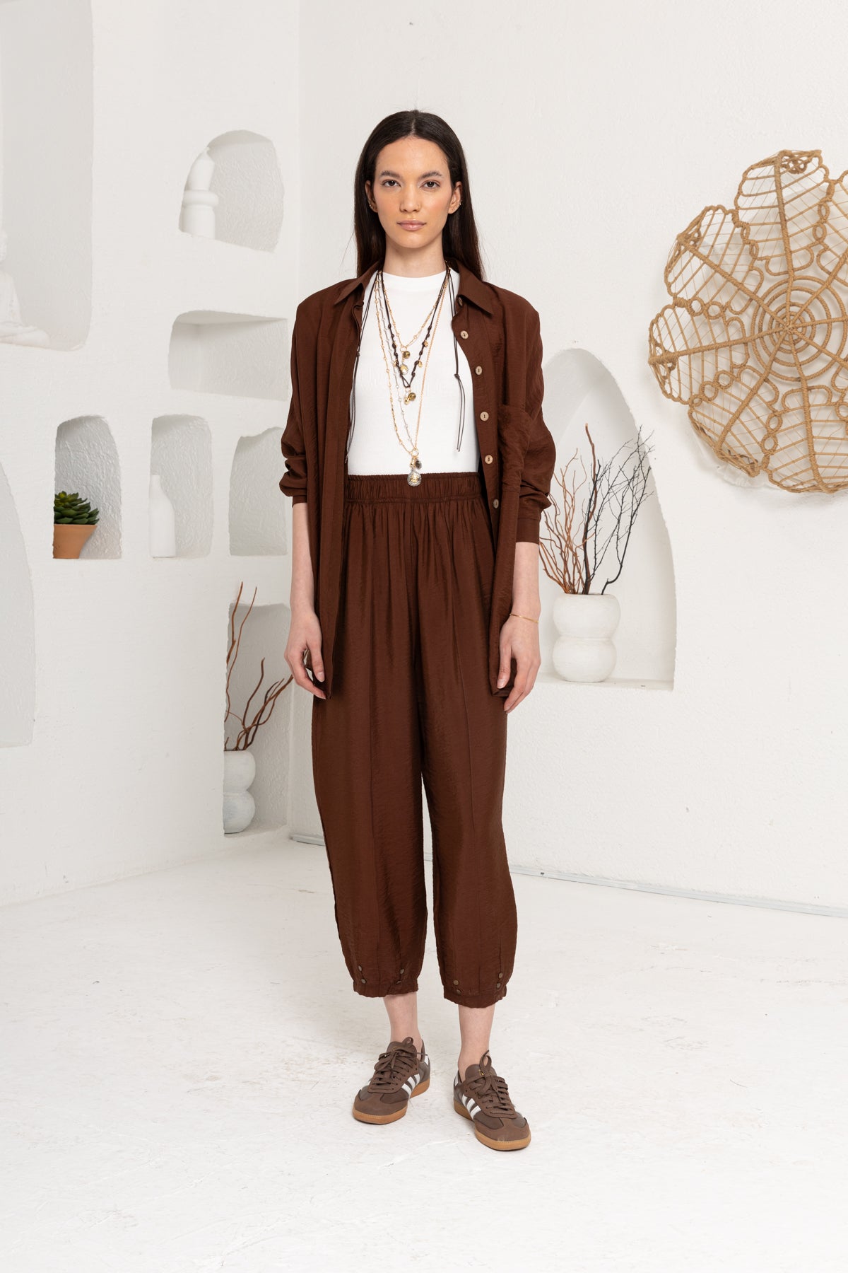 KAHVE  ZIMBA DETAYLI PANTOLON TAKIM