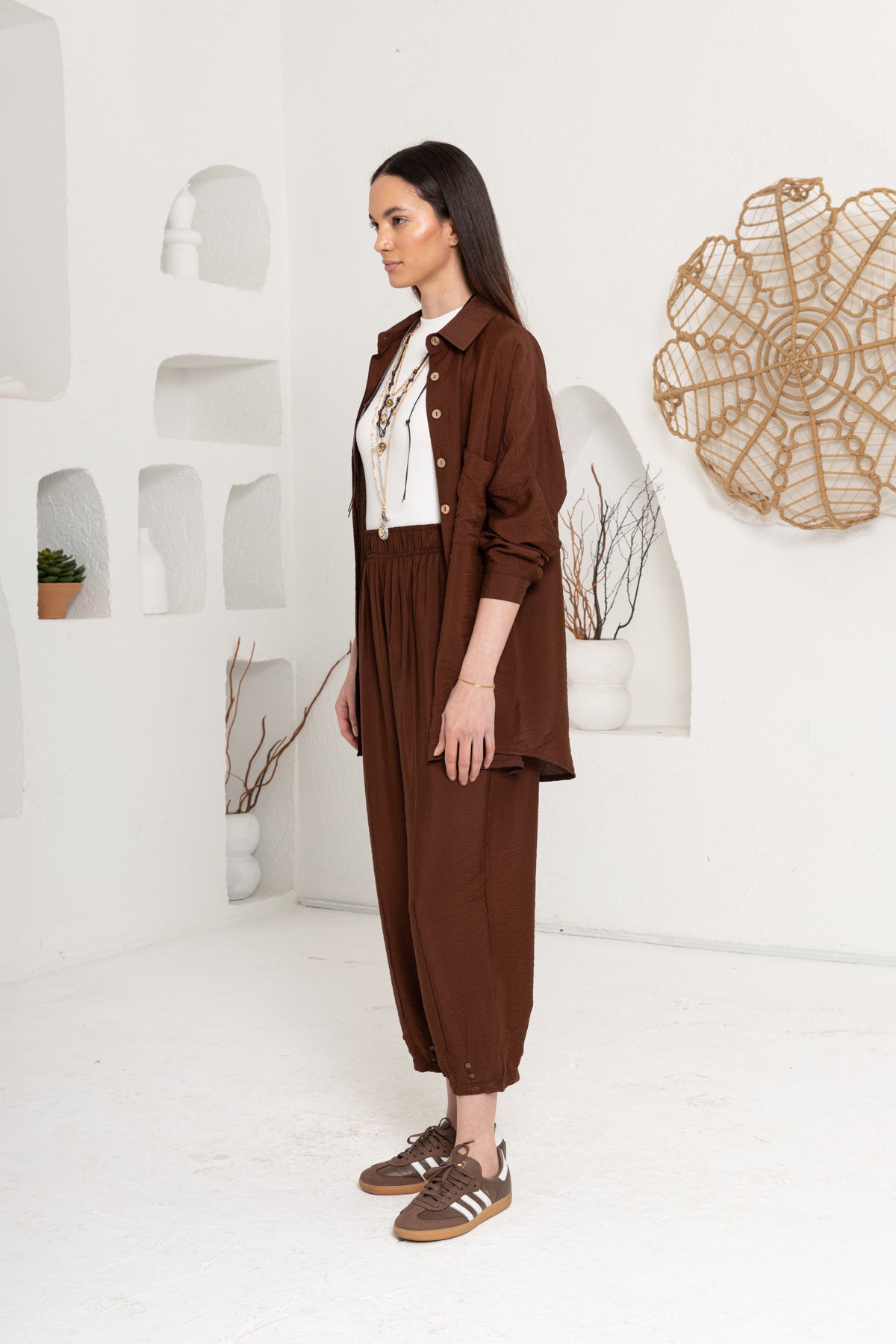 KAHVE  ZIMBA DETAYLI PANTOLON TAKIM