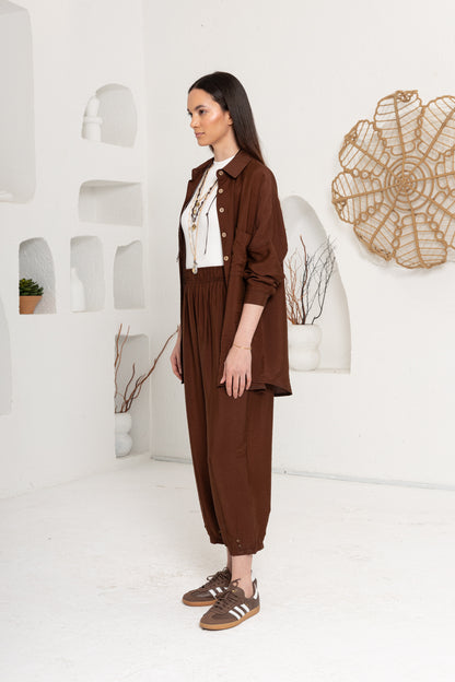 KAHVE  ZIMBA DETAYLI PANTOLON TAKIM