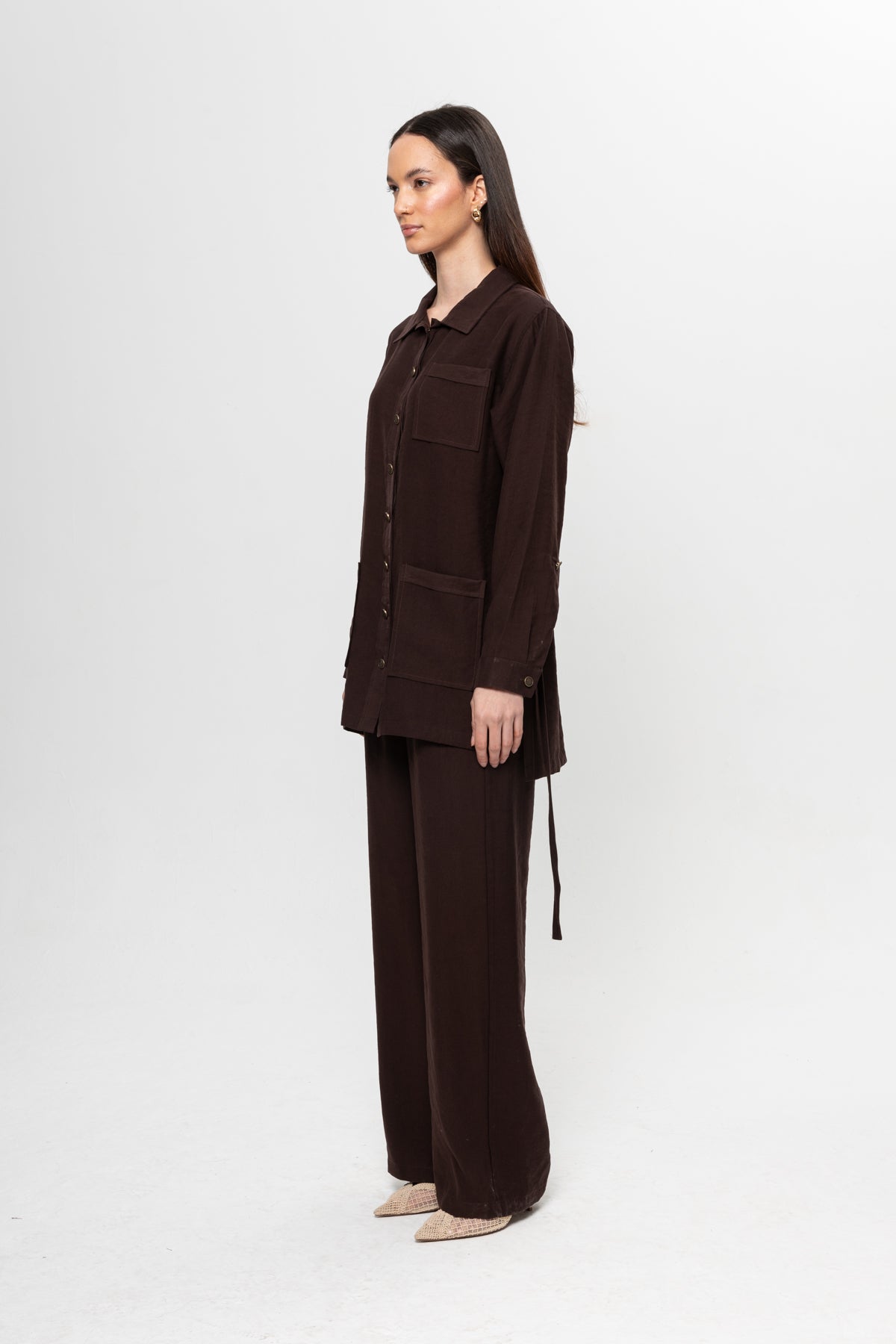 KAHVE  ÜÇ CEPLİ MODAL PANTOLON TAKIM