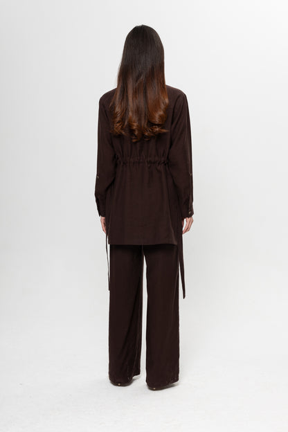 KAHVE  ÜÇ CEPLİ MODAL PANTOLON TAKIM