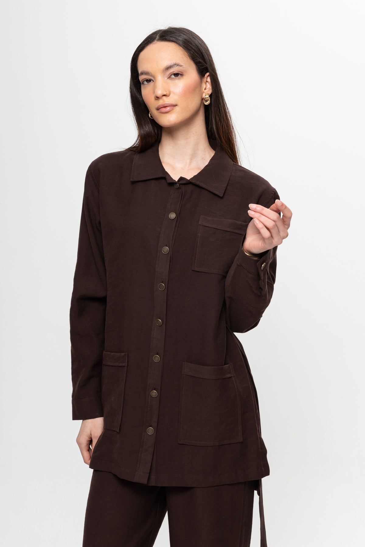 KAHVE  ÜÇ CEPLİ MODAL PANTOLON TAKIM