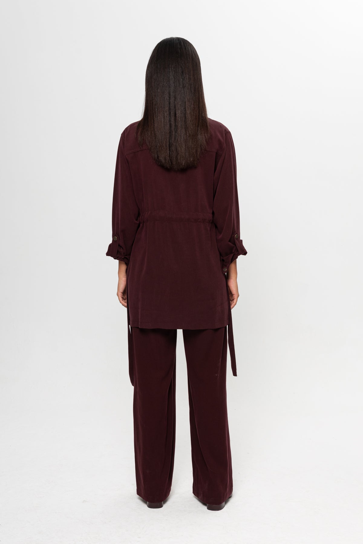 BORDO  ÜÇ CEPLİ MODAL PANTOLON TAKIM