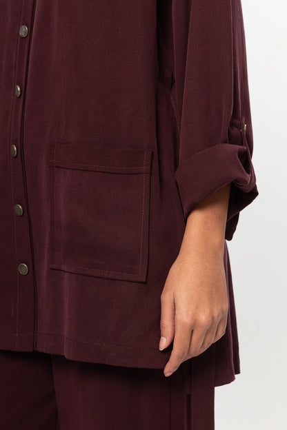 BORDO  ÜÇ CEPLİ MODAL PANTOLON TAKIM