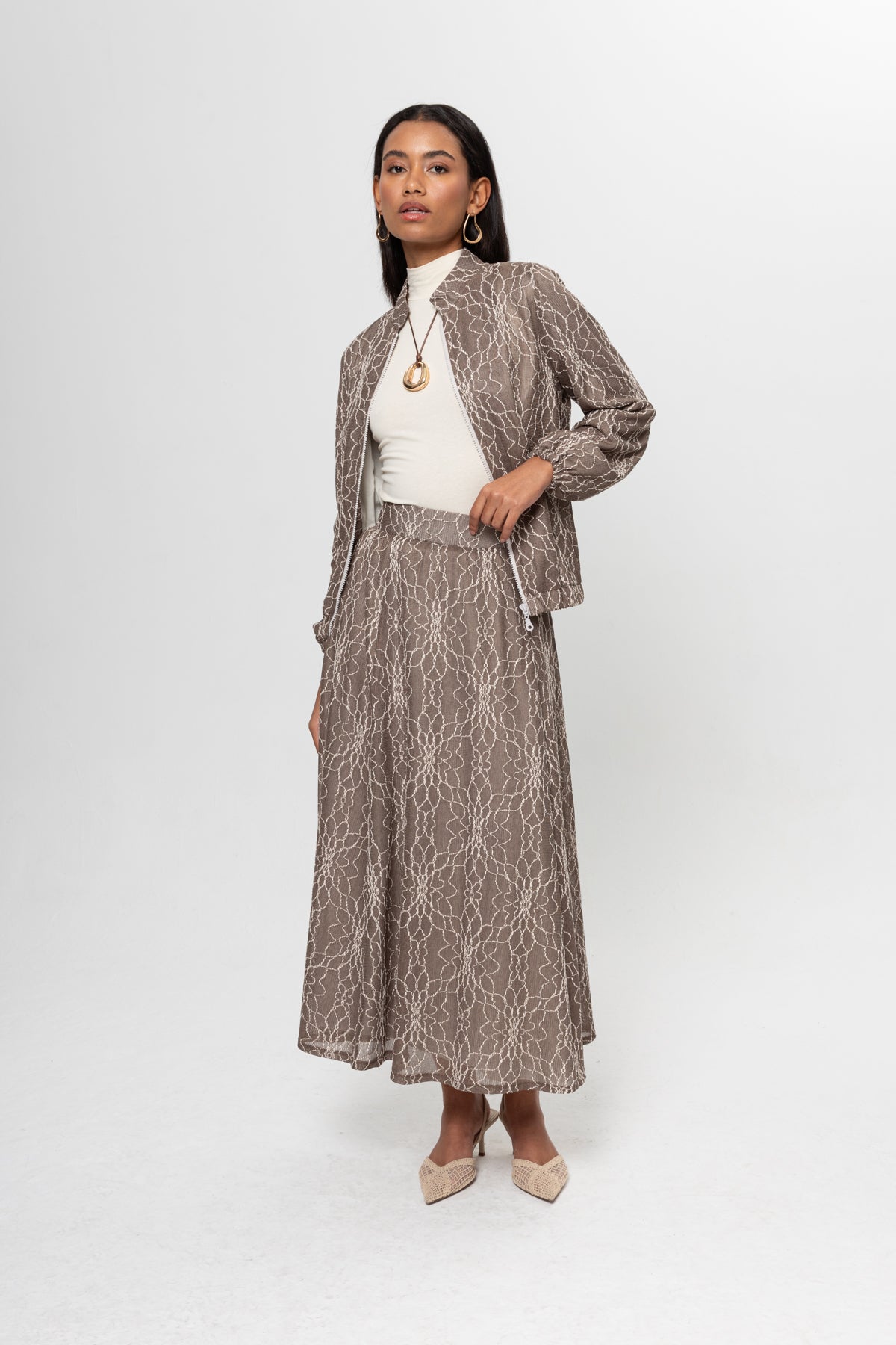 VİZON  DANTEL DETAY ETEKLİ TAKIM