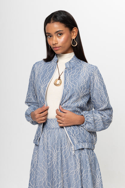 BEBE MAVİSİ DANTEL DETAY ETEKLİ TAKIM