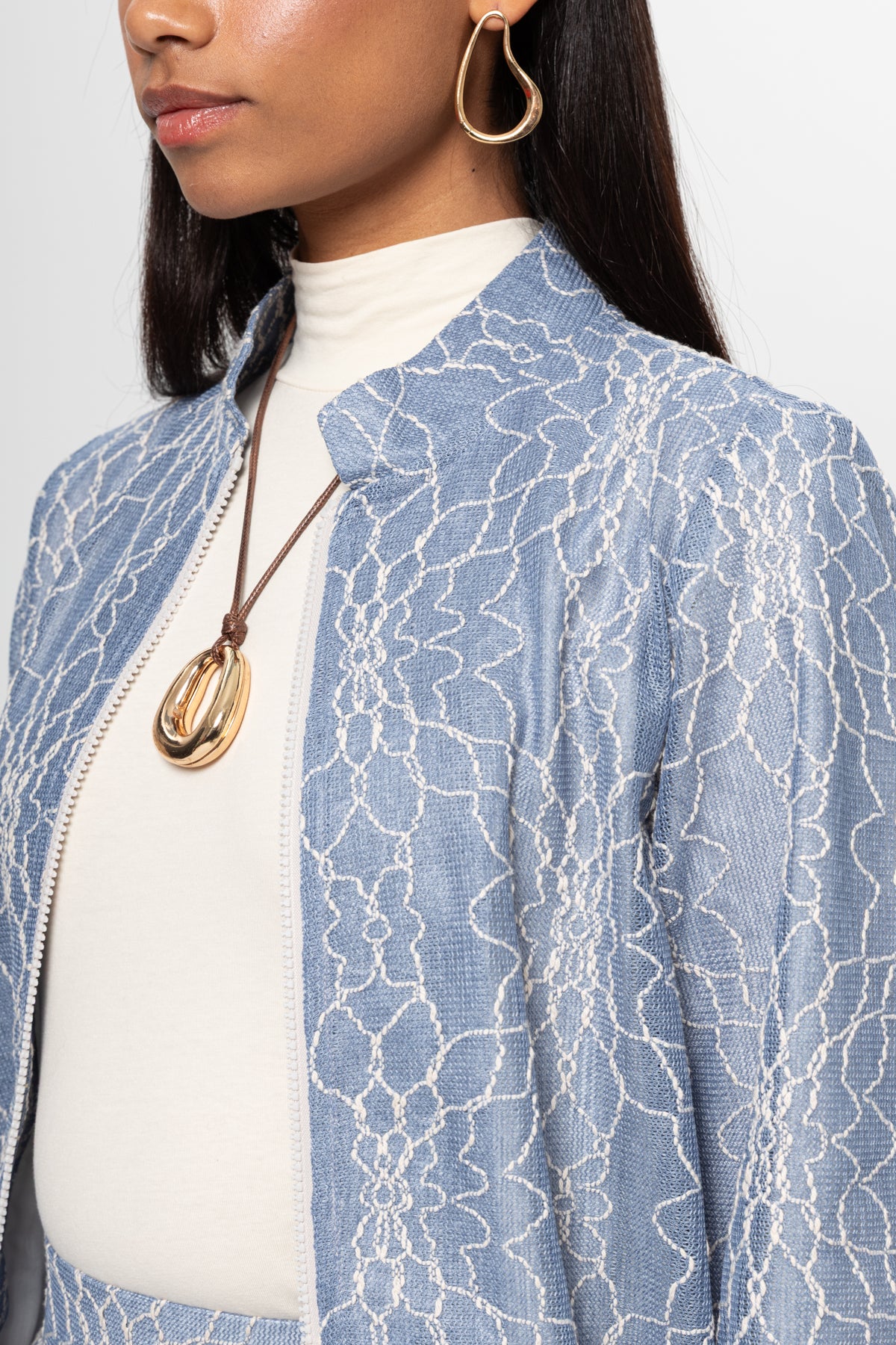 BEBE MAVİSİ DANTEL DETAY ETEKLİ TAKIM