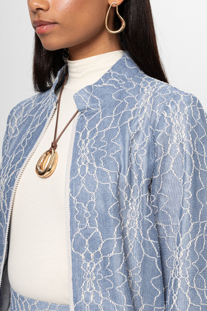 BEBE MAVİSİ DANTEL DETAY ETEKLİ TAKIM