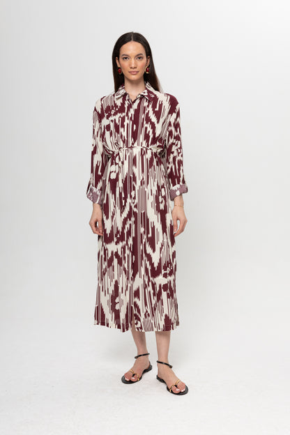 BEJ BORDO GÖMLEK ELBİSE