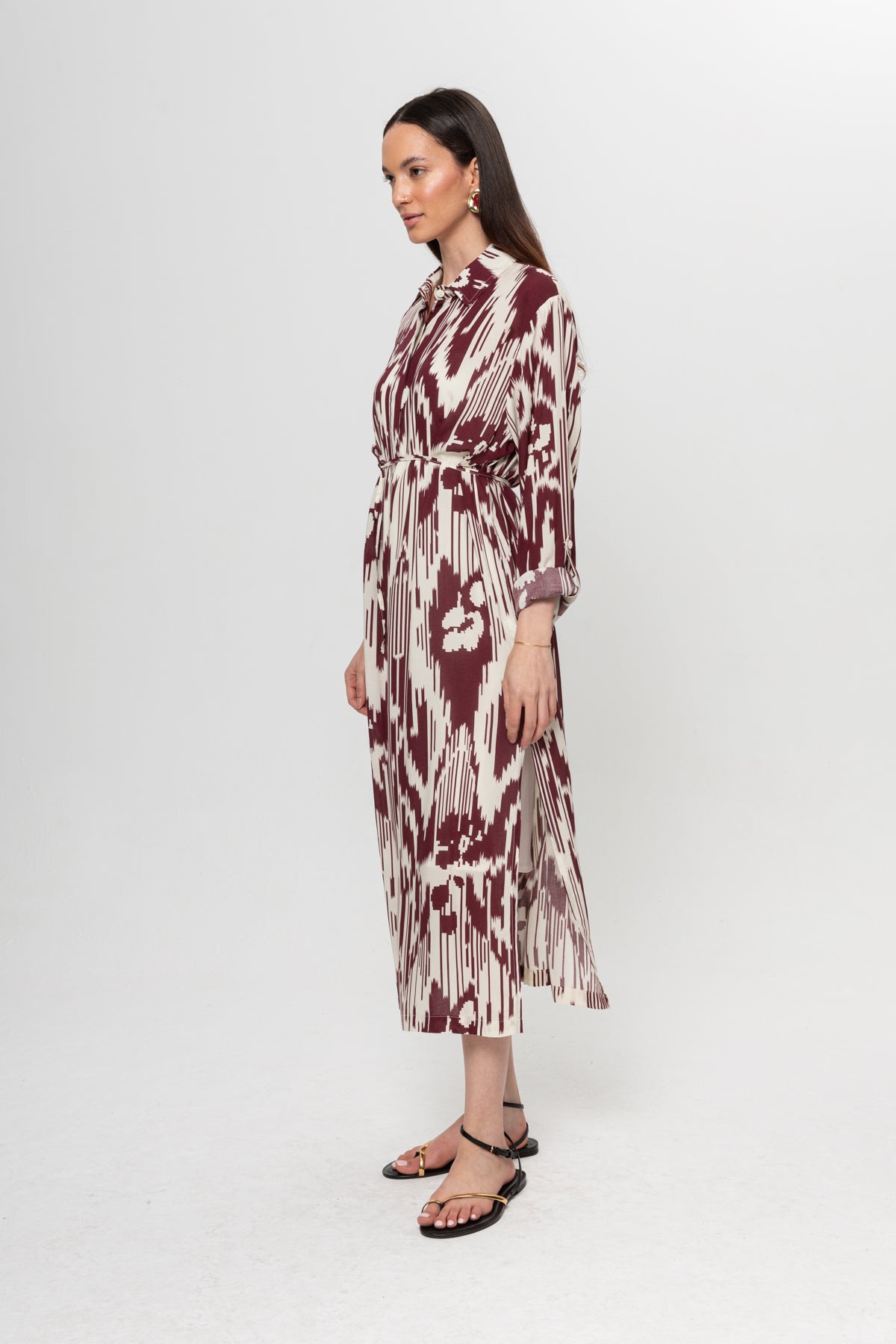 BEJ BORDO GÖMLEK ELBİSE