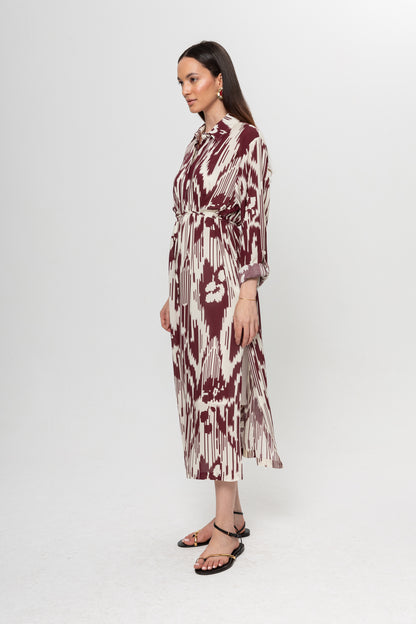 BEJ BORDO GÖMLEK ELBİSE