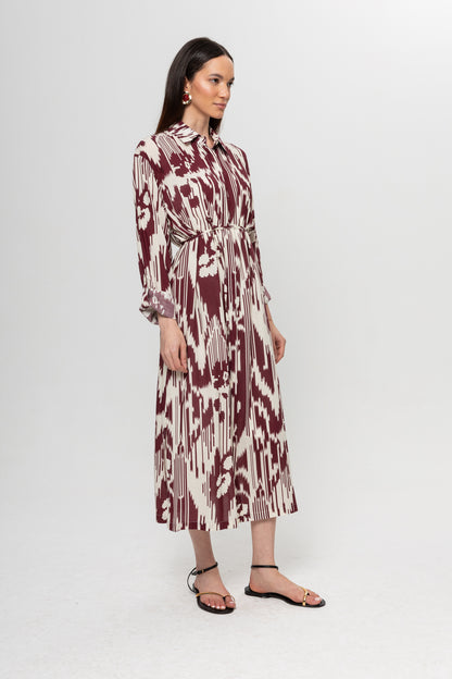 BEJ BORDO GÖMLEK ELBİSE