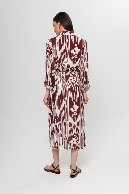 BEJ BORDO GÖMLEK ELBİSE