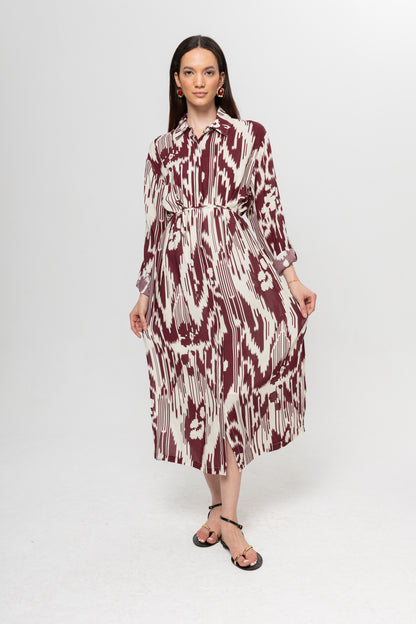 BEJ BORDO GÖMLEK ELBİSE