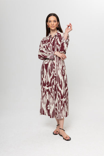 BEJ BORDO GÖMLEK ELBİSE