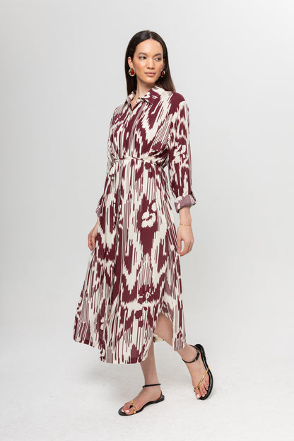 BEJ BORDO GÖMLEK ELBİSE